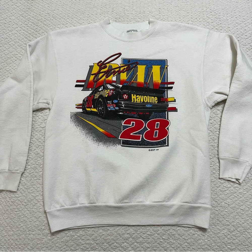 Vintage Oneita 1993 Ernie Irvan White Sweatshirt Adult Size XL